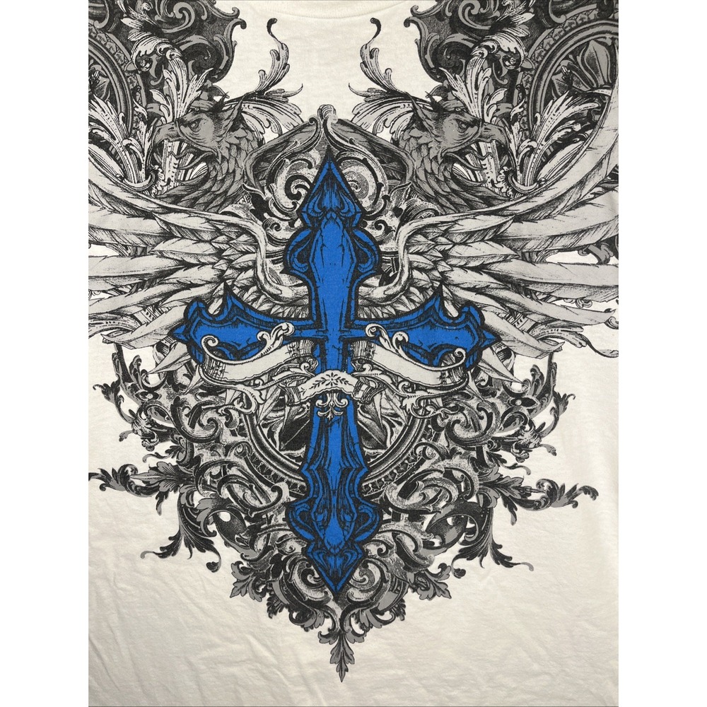 MMA‎ Elite Shirt-White Snakes Cross Graphic Y2K*Mens 2XL